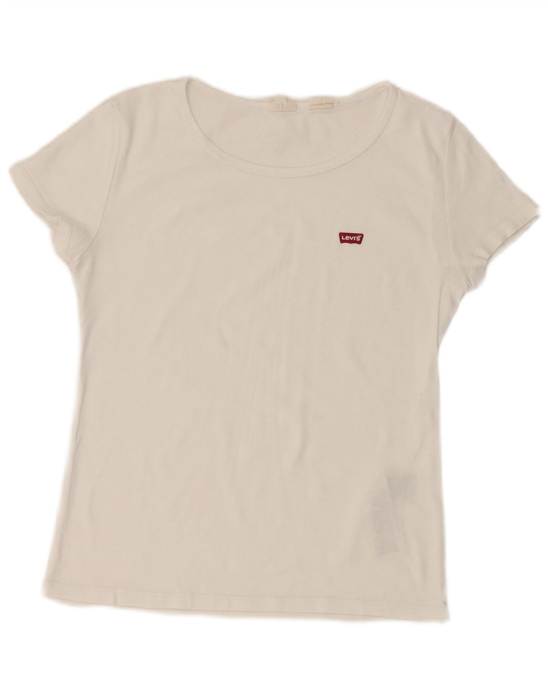 LEVI'S Dame T-Shirt Top UK 12 Medium Hvid Bomuld