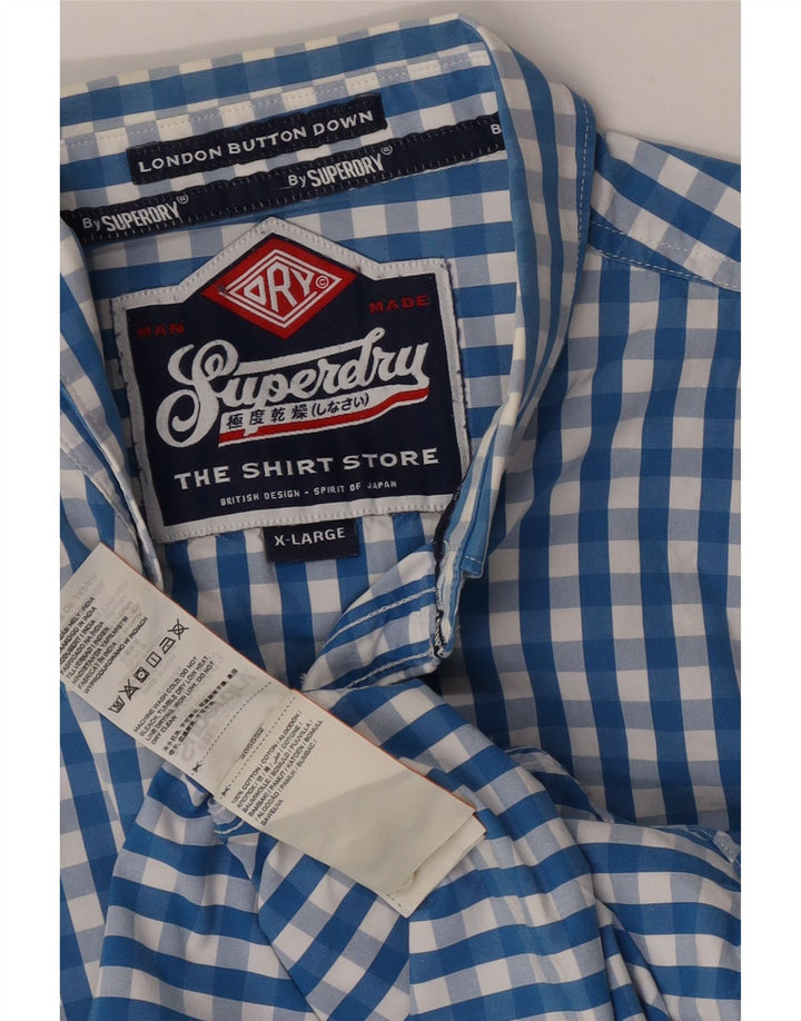 Superdry herreskjorte XL blå Gingham bomuld