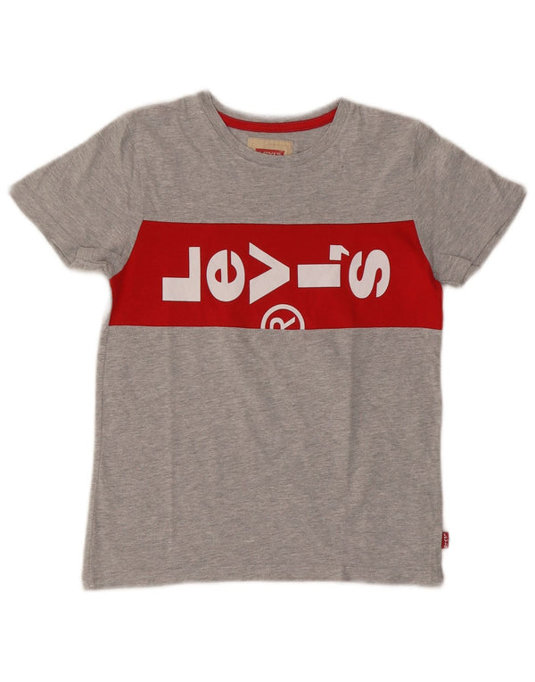 LEVI'S drenge grafisk t-shirt top 9-10 år grå flækket bomuld