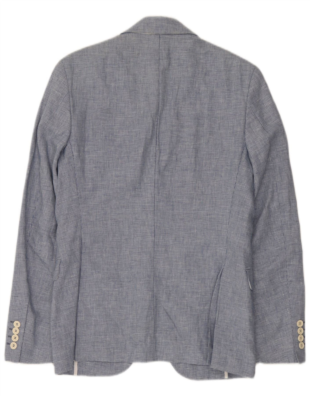 Zara Herre 2-knaps blazerjakke EU 46 Small Blue Houndstooth Linned