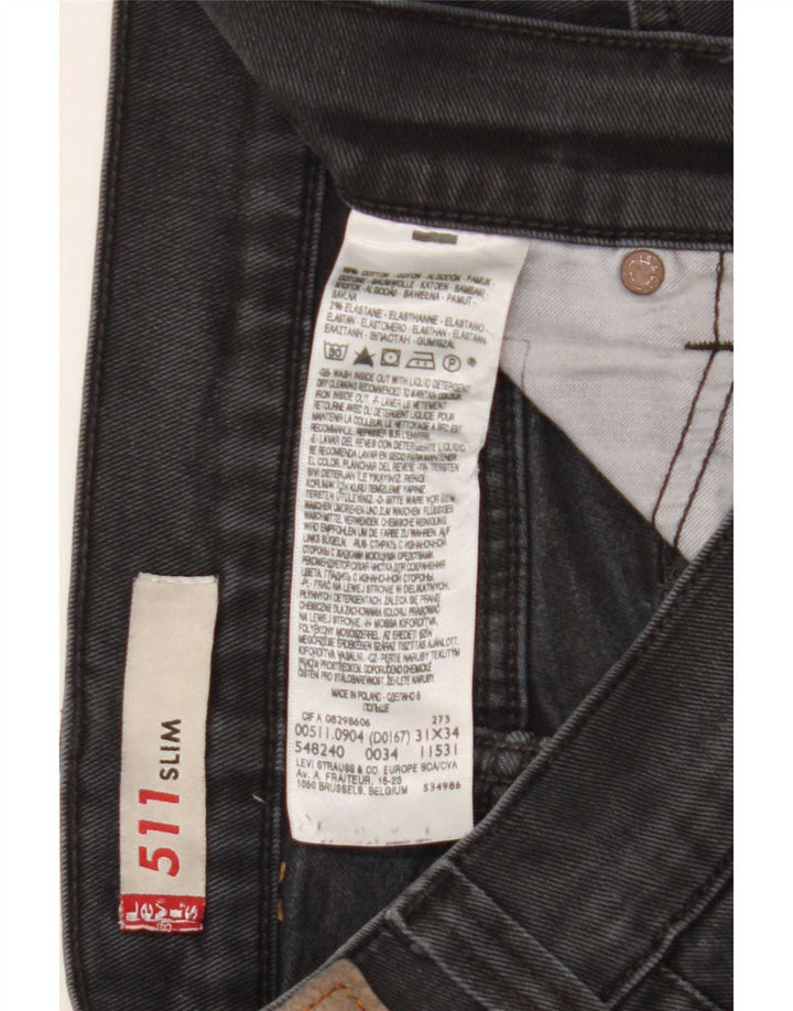 Levi's Herre 511 Slim Jeans W31 L26 Sort Bomuld