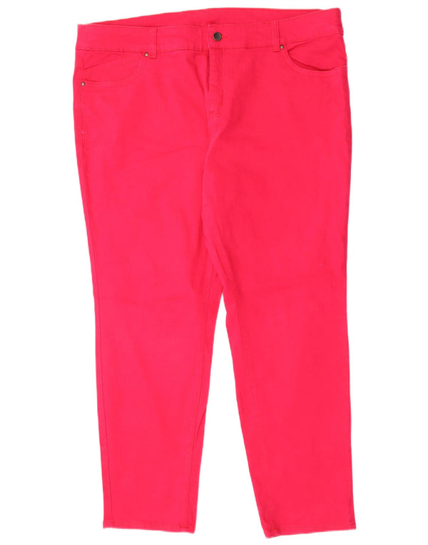 Marks & Spencer Womens High Waist Casual Trousers UK 20 2XL W42 L29 Pink
