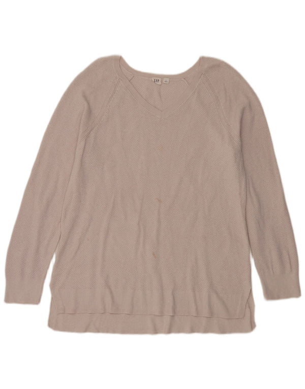 Gap Dame V-hals sweater UK 18 XL Beige Bomuld