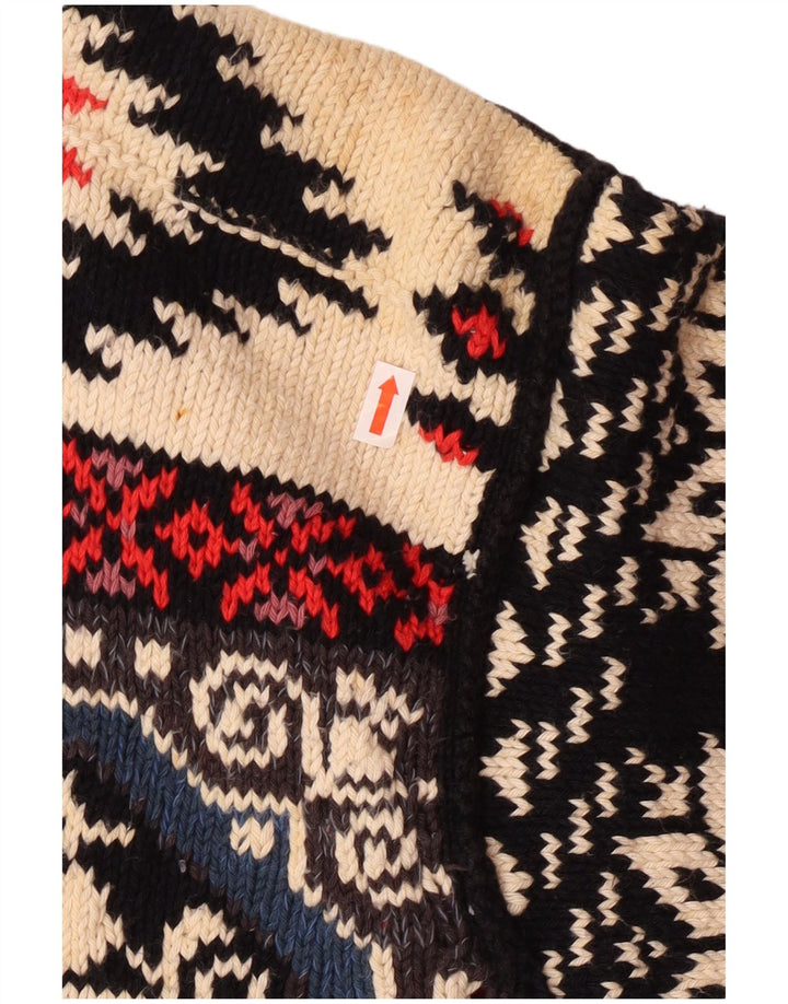 Vintage Kvinders Grafisk Cardigan Sweater UK 10 Small Multicolored Bohemian