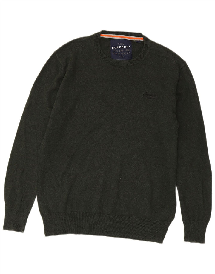 Superdry sweater med rund hals til mænd mellemgrøn bomuld