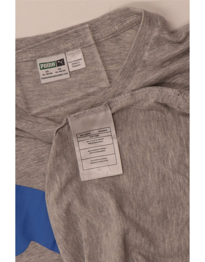 Puma Boys Grafisk T-Shirt Top 15-16 år XL Grå Flecked
