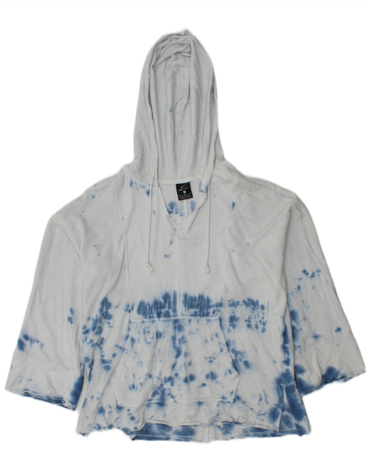 Nike Dame Dri Fit Oversized Hoodie Jumper UK 14 Medium White Tie Dye
