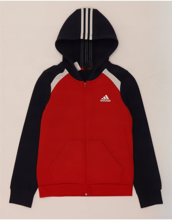Adidas hættetrøje med lynlås til drenge 11-12 år Rød Colourblock Bomuld