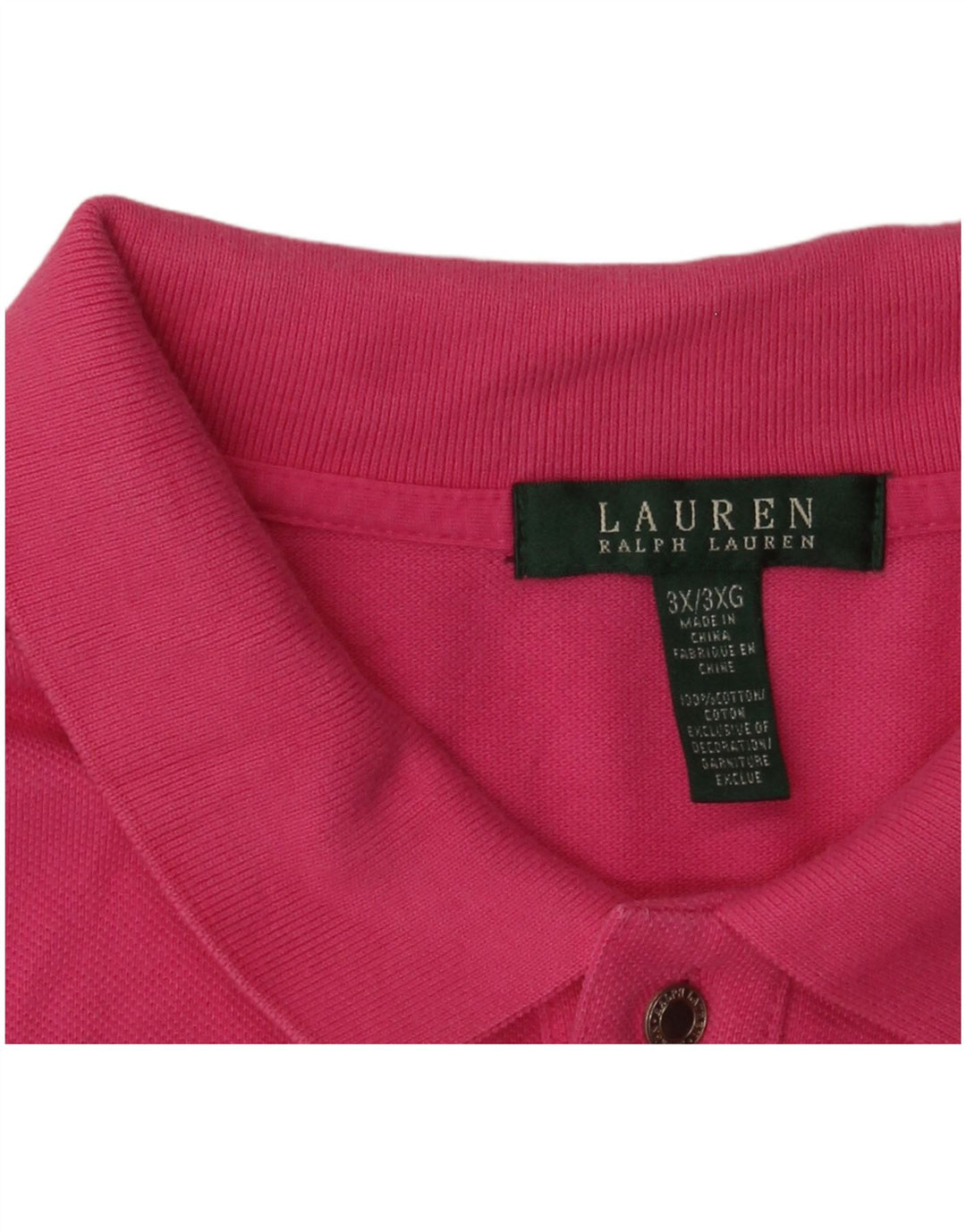 RALPH LAUREN Dame Polo Shirt UK 22 3XL Pink Bomuld