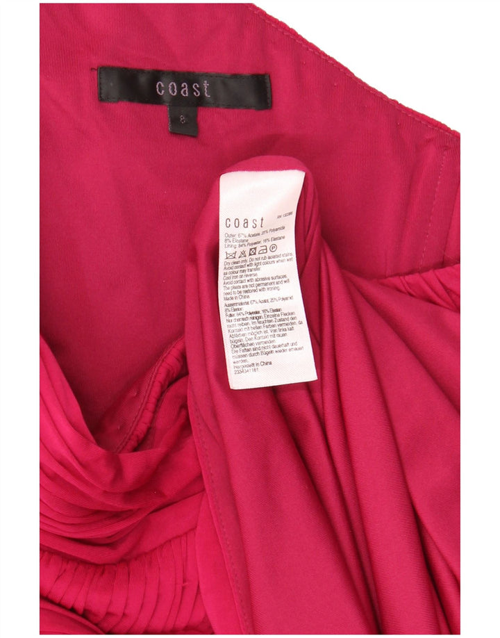 Coast Dame Maxi One Shoulder Kjole UK 8 Small Pink Acetate