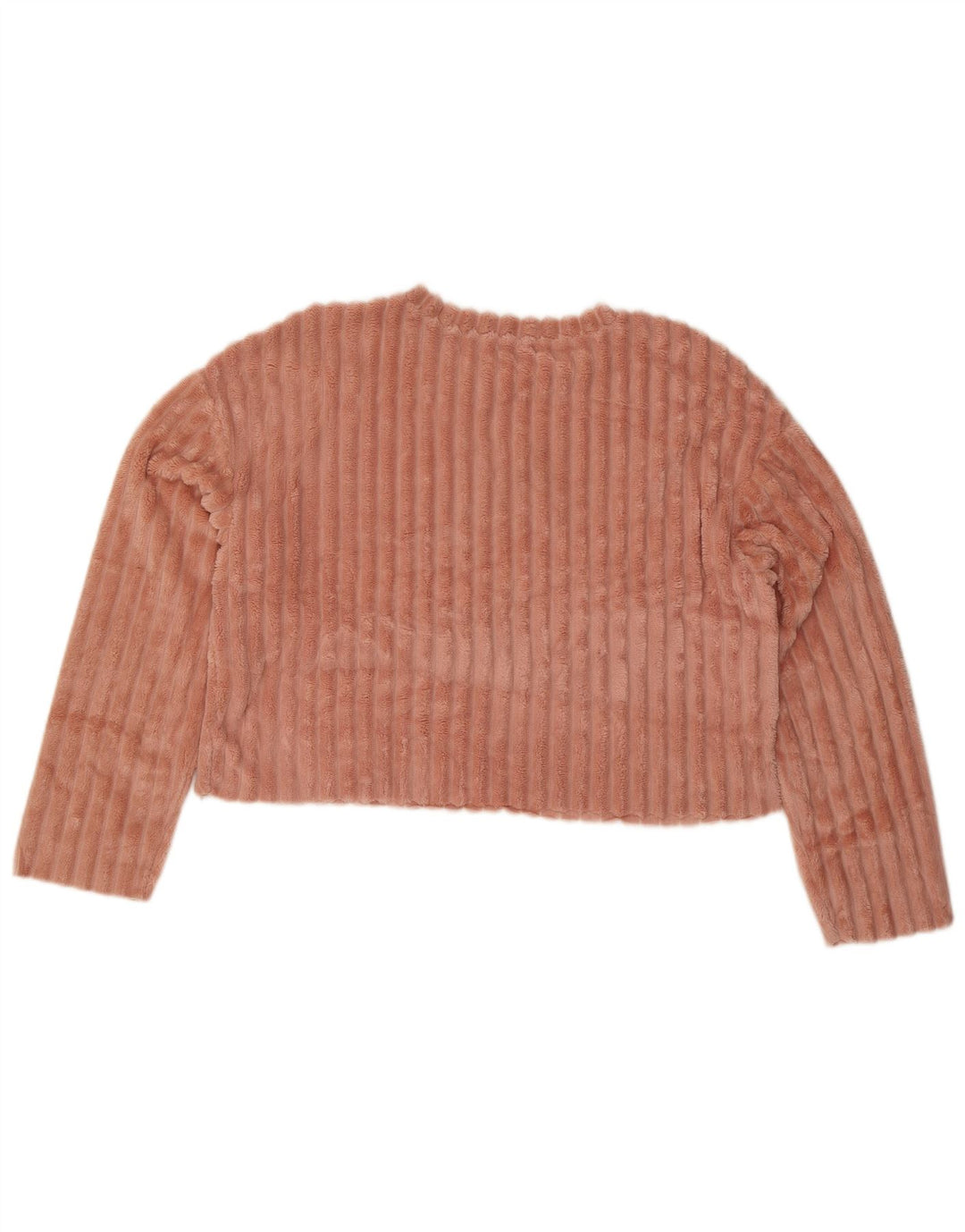 Zara Womens Crop Velour Oversized Bluse Top UK 10 Small Pink Polyester