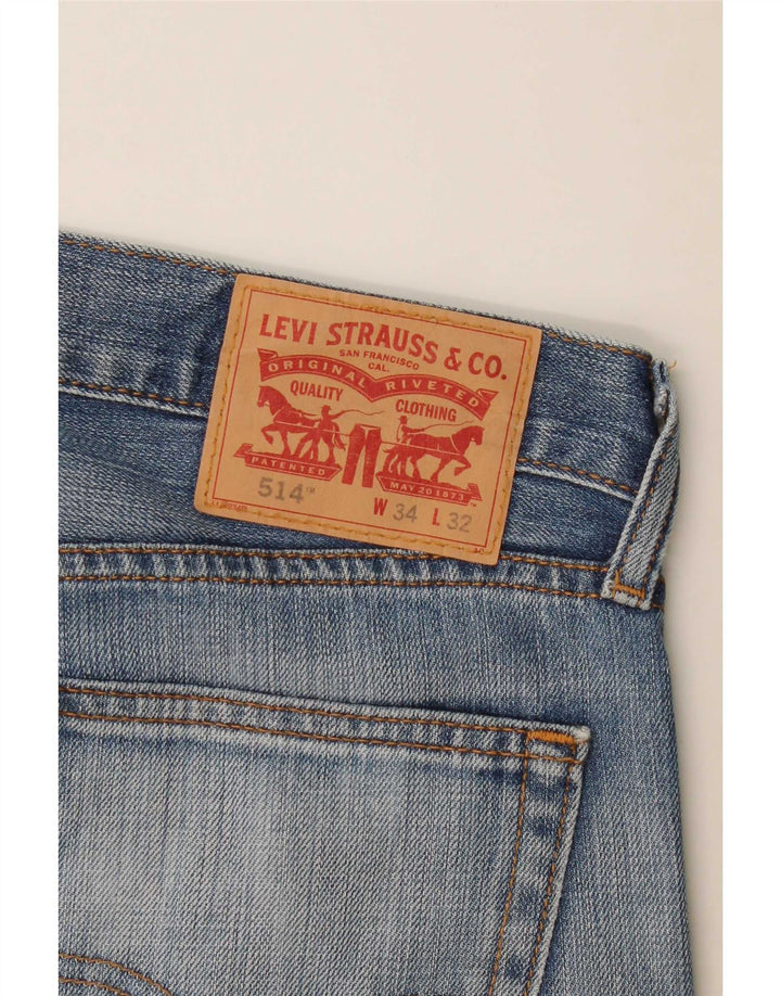 Levi's Herre 514 lige jeans W34 L28 blå bomuld