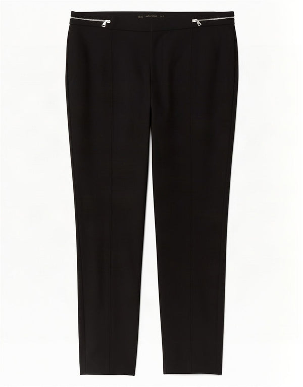 Zara Dame Slim Casual Bukser EU 42 Large W32 L28 Sort Bomuld