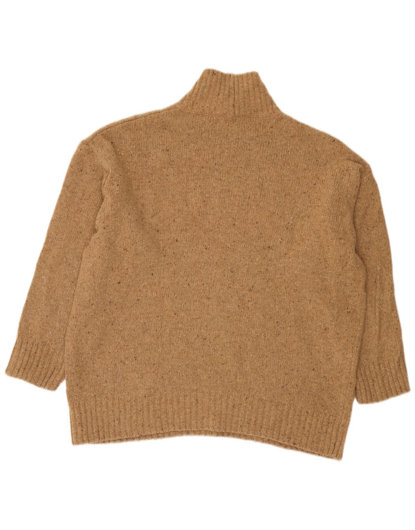 Zara Dame Loose Fit Turtle Neck Jumper Sweater UK 14 Large Brown Flecked