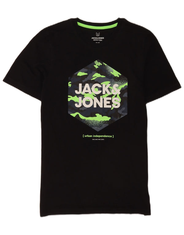Jack & Jones drenge grafisk t-shirt top 15-16 år sort bomuld
