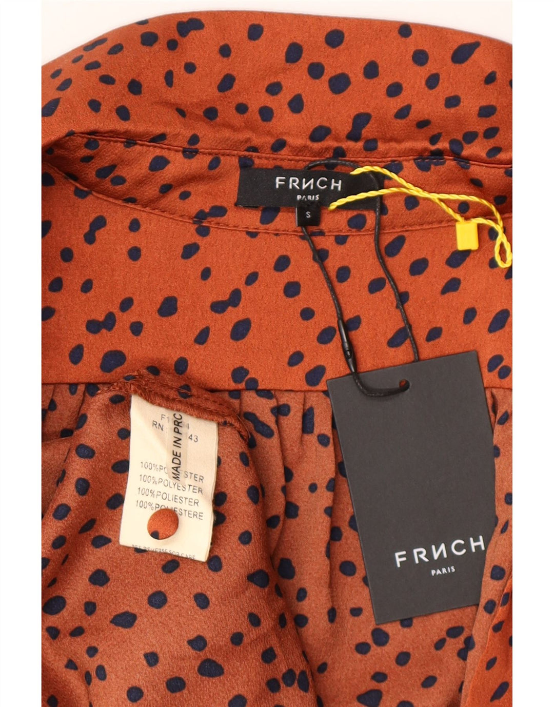 FRNCH Langærmet maxikjole til kvinder UK 10 Lille orange plettet polyester