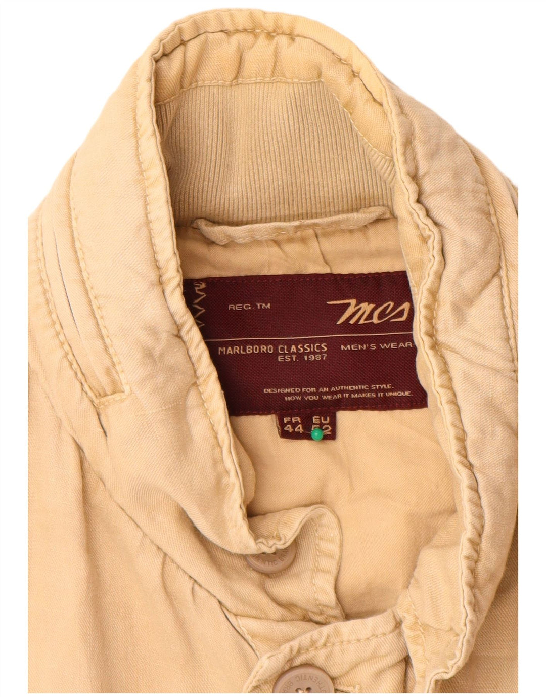 Marlboro Classics Herre Military Jacket EU 52 XL Beige Bomuld