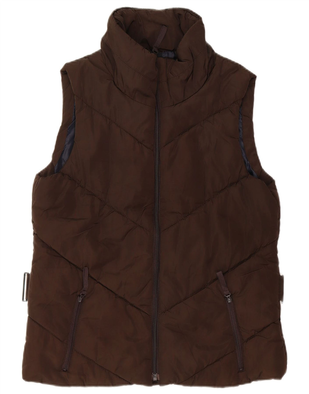 ZARA Polstret Gilet til kvinder UK 14 Stor brun polyester