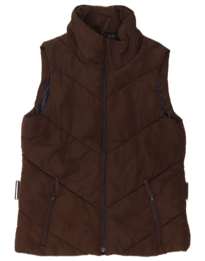 ZARA Polstret Gilet til kvinder UK 14 Stor brun polyester
