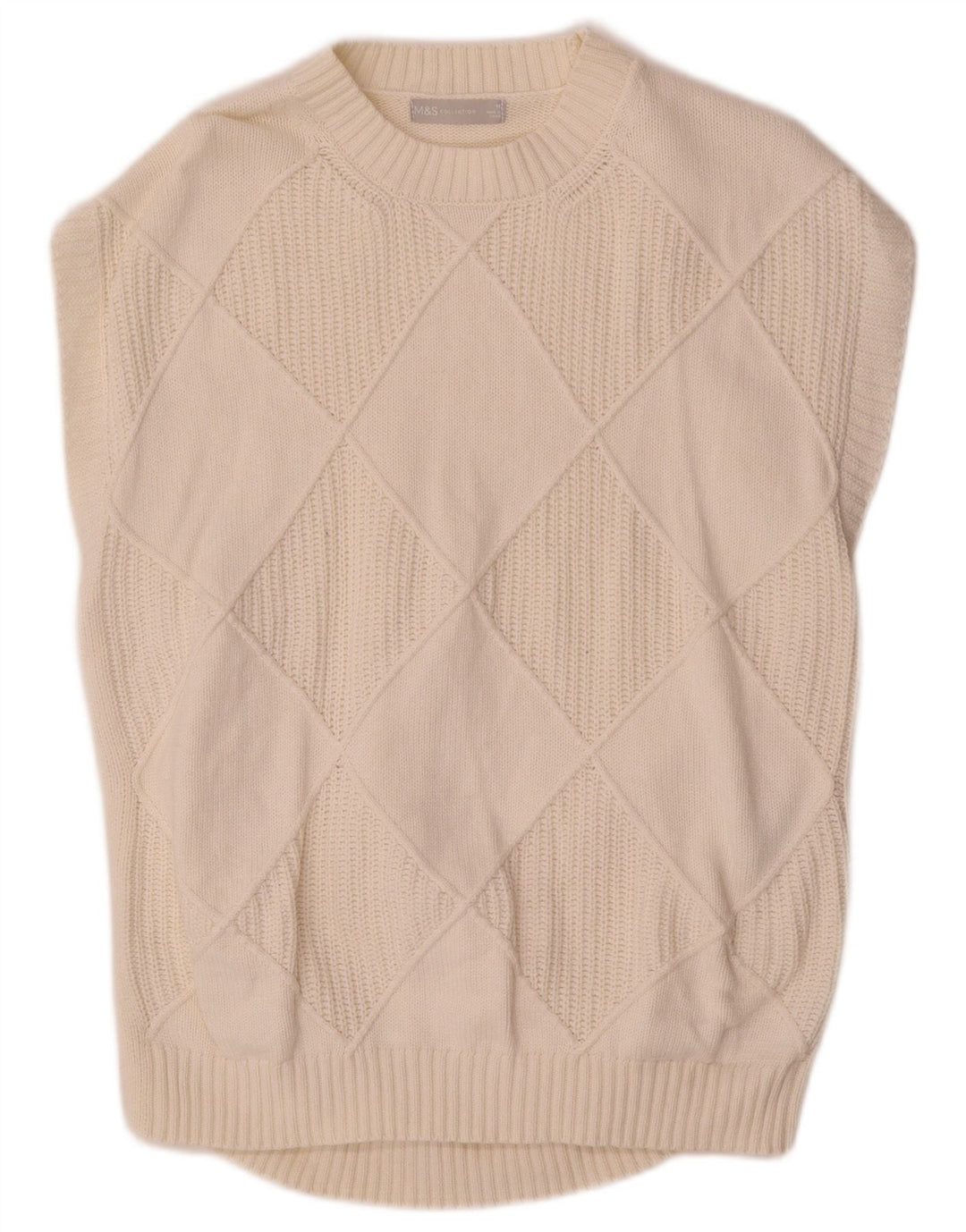Marks & Spencer Herrevest Tank Top Medium Off White Argyle/Diamond Bomuld