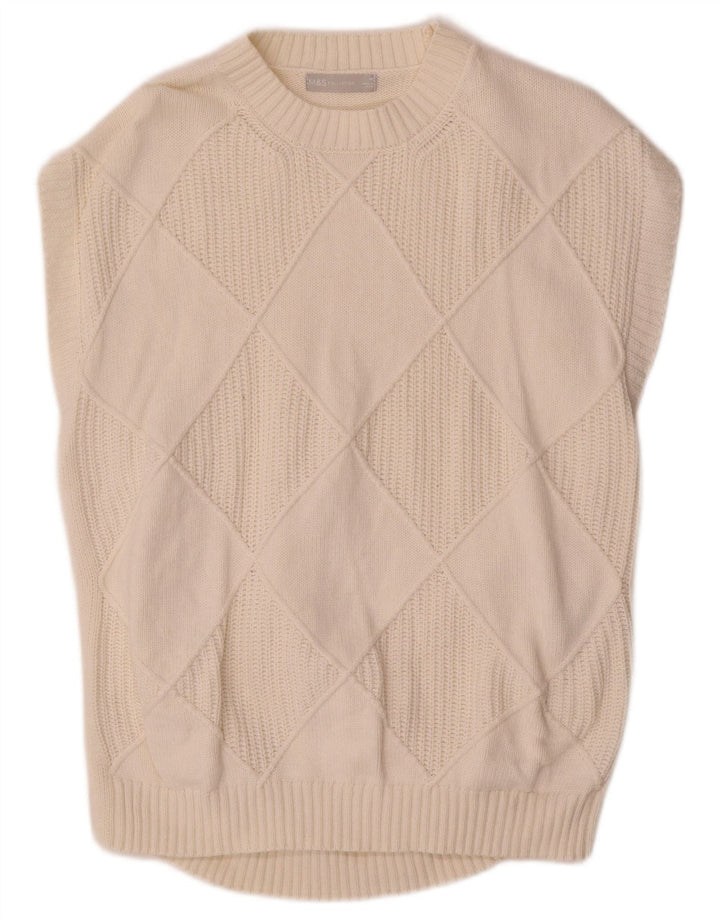Marks & Spencer Herrevest Tank Top Medium Off White Argyle/Diamond Bomuld