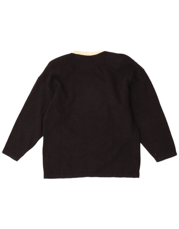 Cecilia Benetti Dame Crew Neck Jumper Sweater UK 16 Large Black