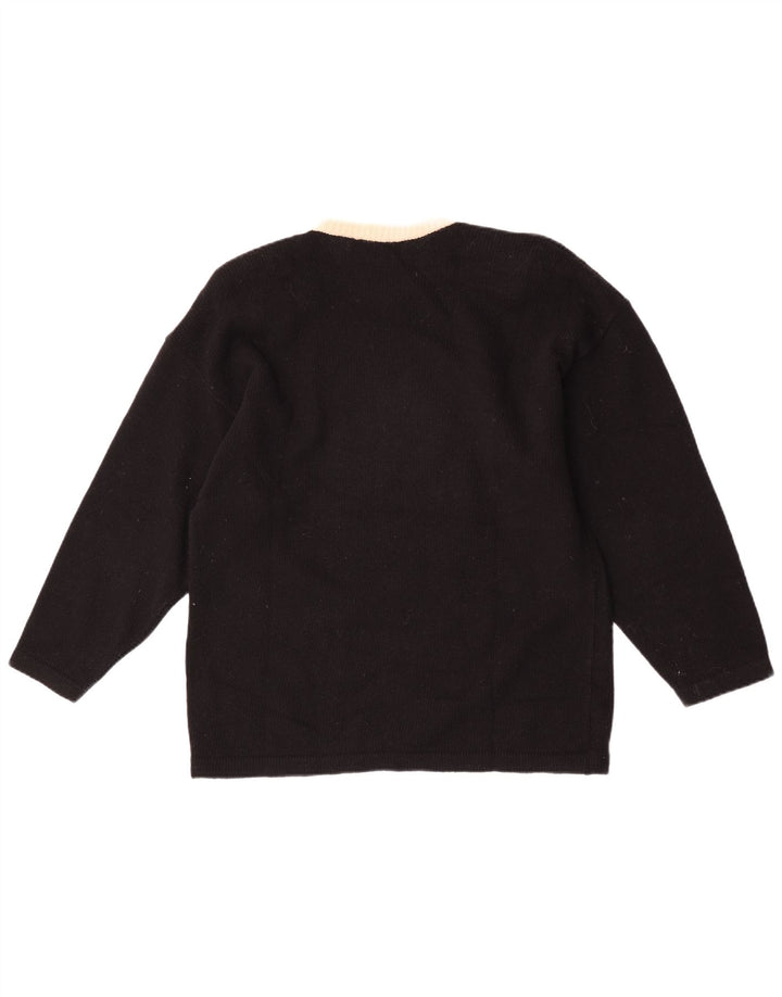 Cecilia Benetti Dame Crew Neck Jumper Sweater UK 16 Large Black