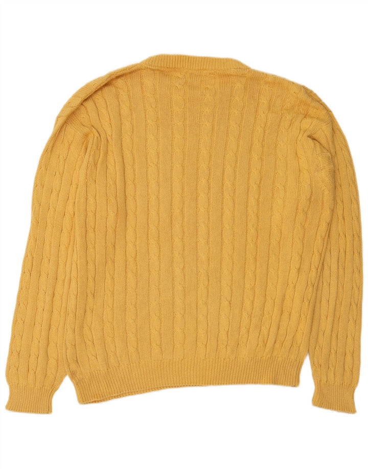 Stefanel Herre sweater med rund hals XL gul bomuld