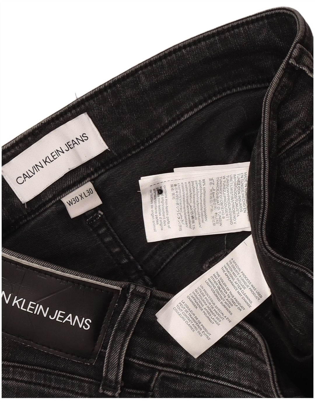 Calvin Klein Herre Tapered Jeans W30 L30 Sort Bomuld