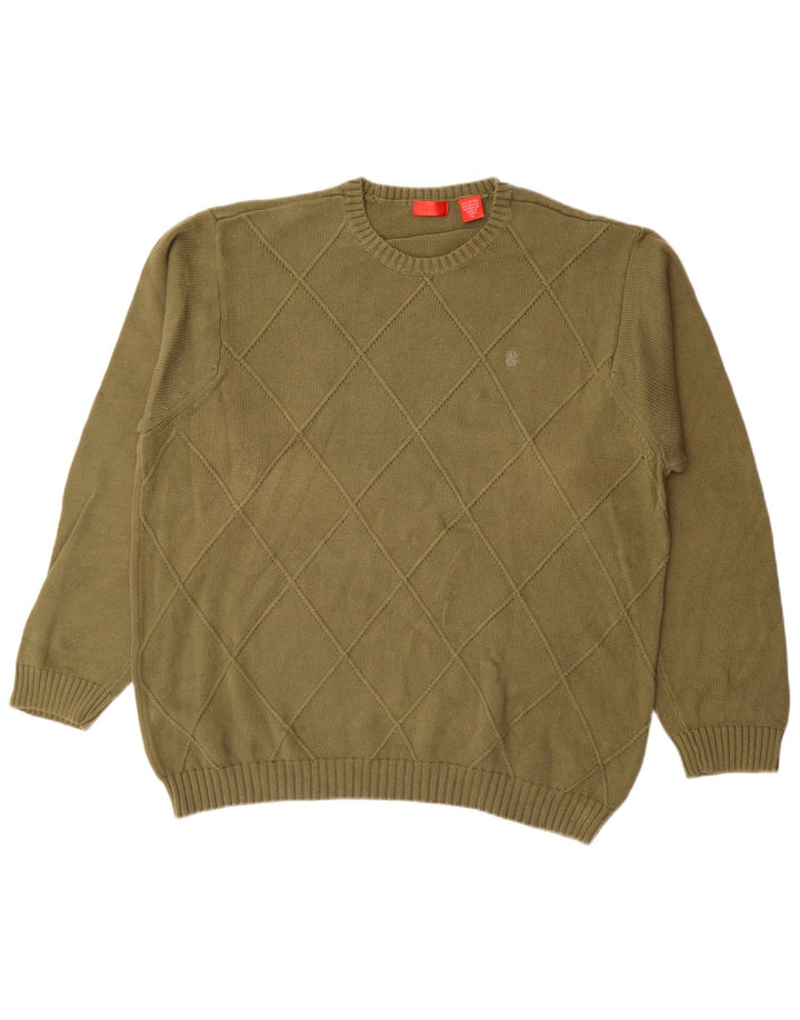 Izod Herre sweater med rund hals XL Khaki Bomuld