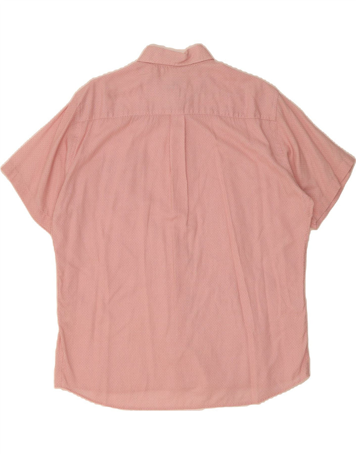 PETER MILLAR Mens Short Sleeve Shirt Large Pink Geometric Lyocell Vintage Peter Millar and Second-Hand Peter Millar from Messina Hembry 