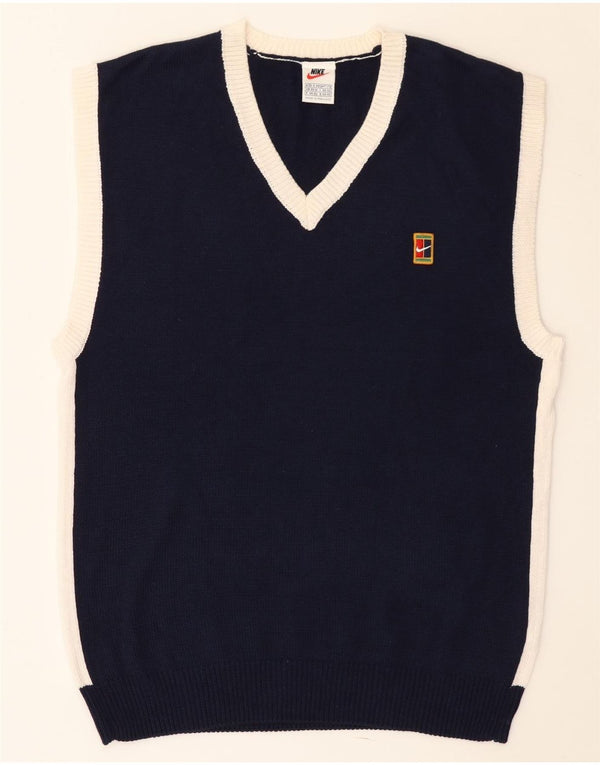 Nike Vest Tank Top UK 39/41 Medium Navy Blue Colourblock Bomuld