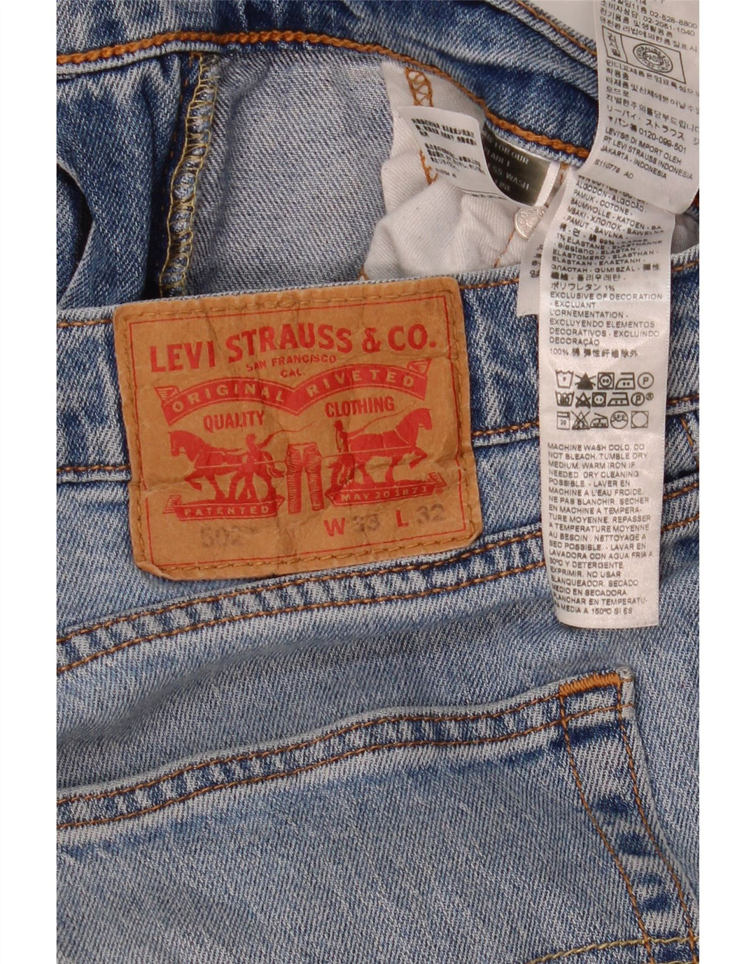 Levi's Herre 502 Straight Jeans W33 L32 Blå Bomuld