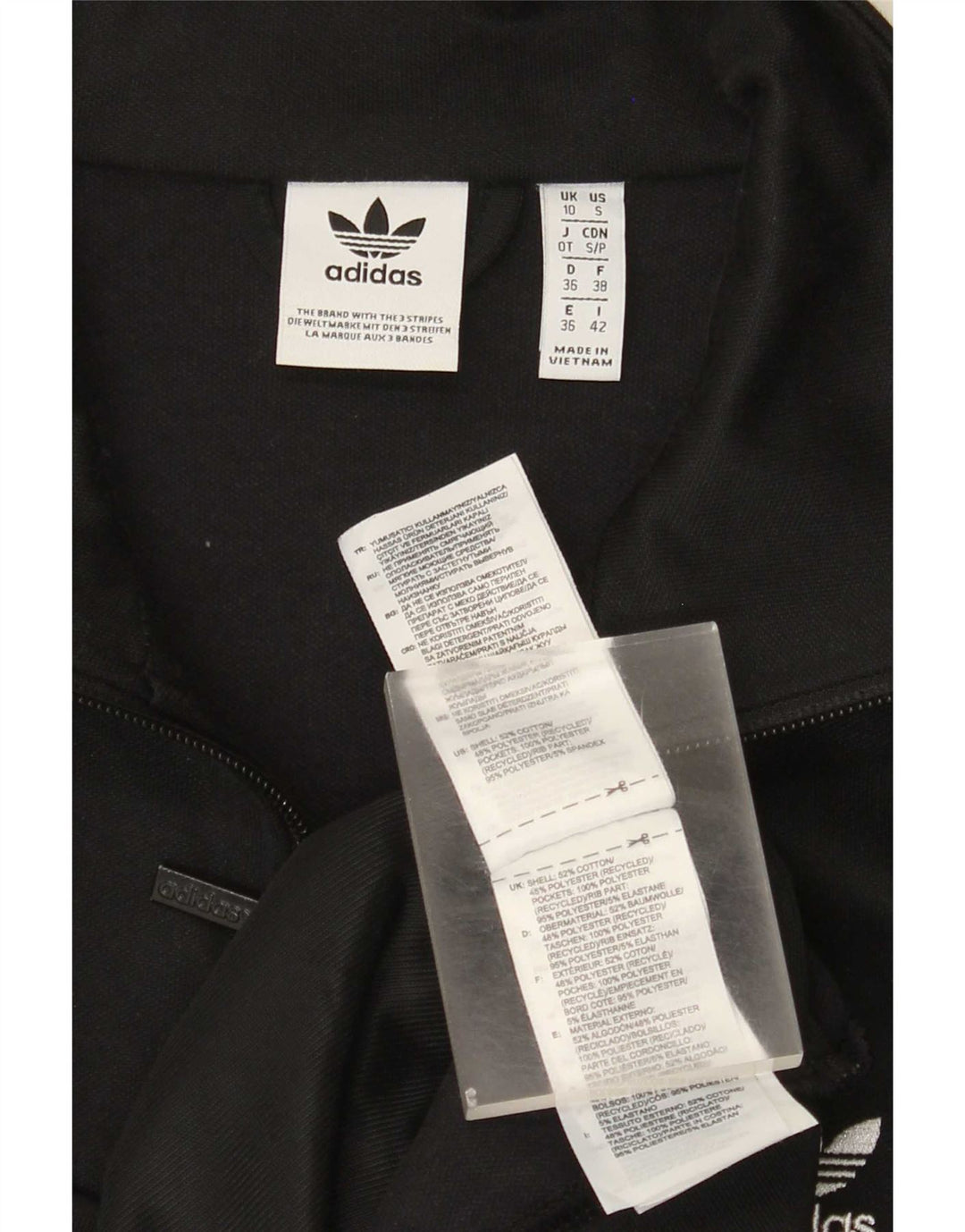 Adidas træningsdragt topjakke til kvinder UK 10 Lille sort bomuld