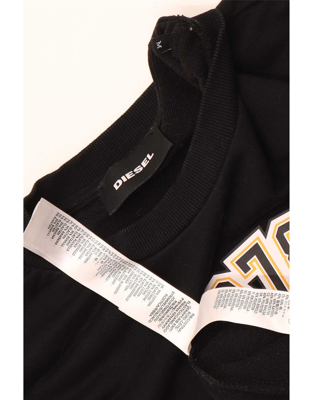 Diesel Herre Grafisk Sweatshirt Jumper Medium Sort Bomuld
