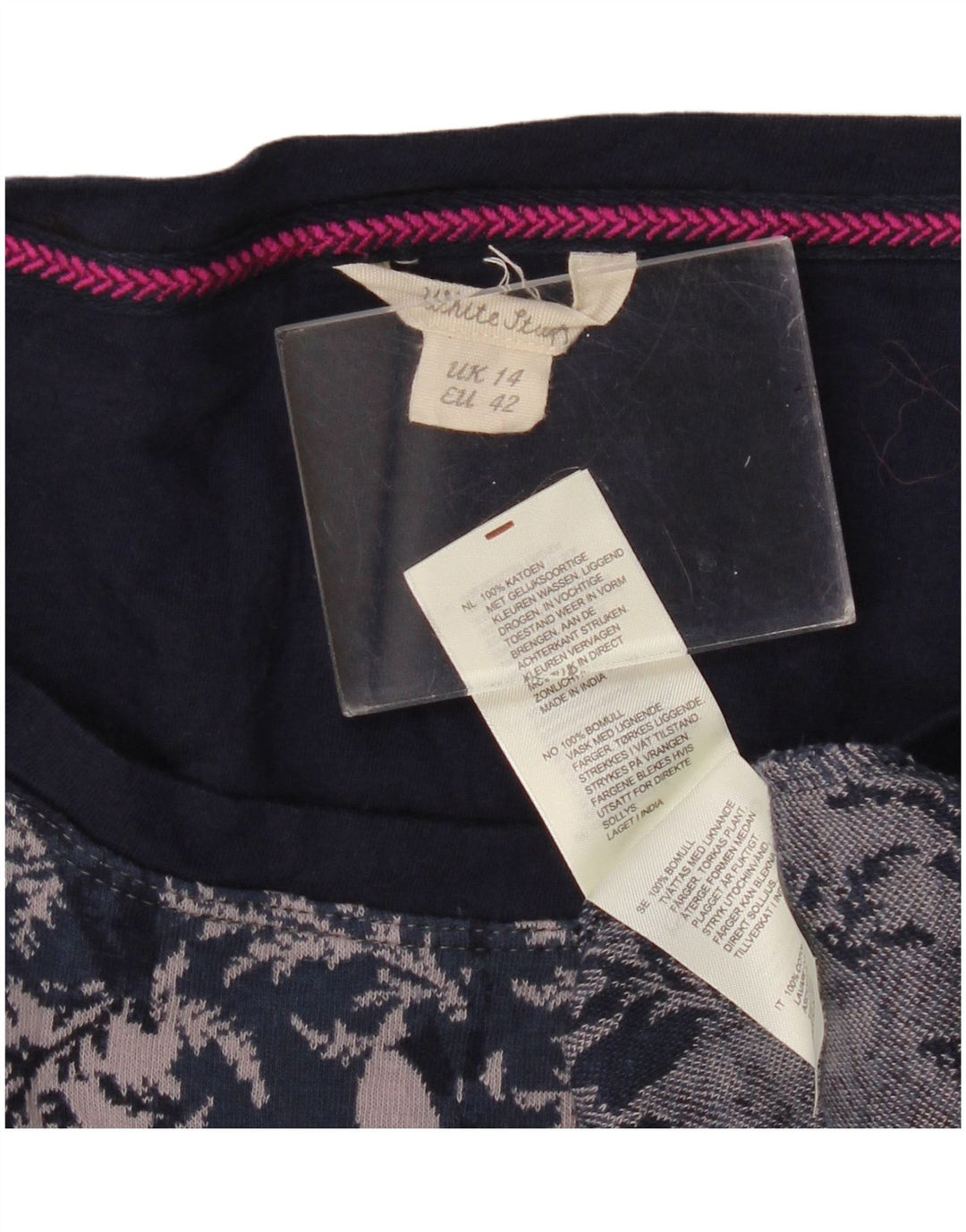 White Stuff Womens 3/4-ærmet basiskjole UK 14 Medium Navy Blue Floral