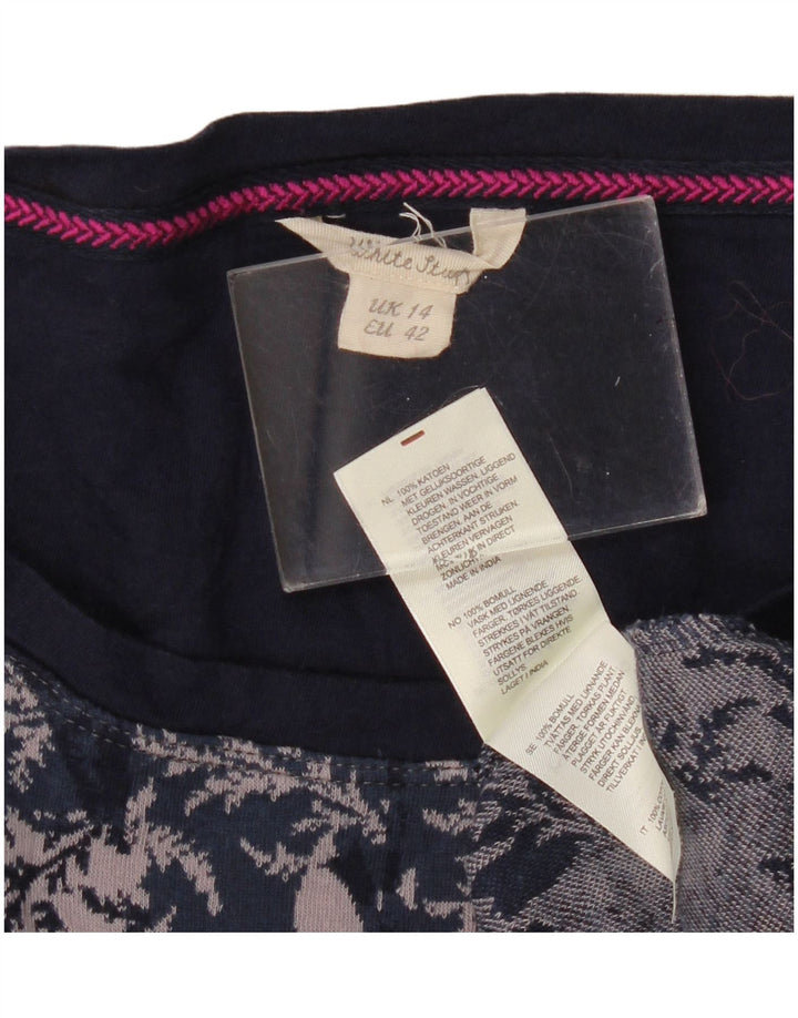 White Stuff Womens 3/4-ærmet basiskjole UK 14 Medium Navy Blue Floral
