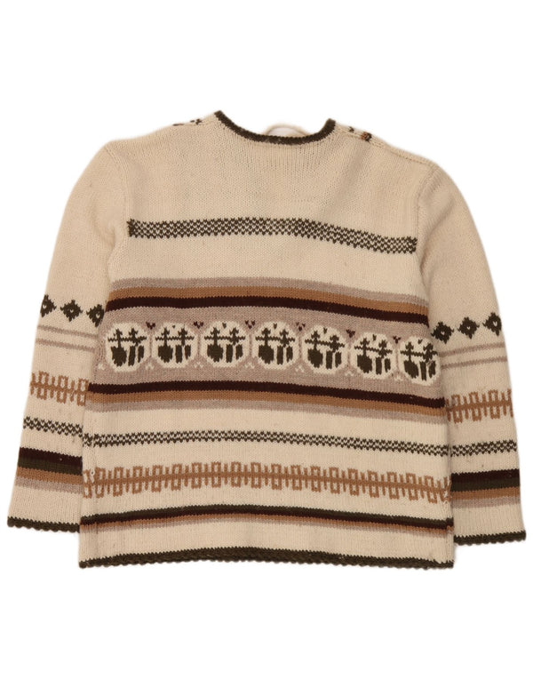 Vintage dame sweater med rund hals DK 20 2XL Off White Fair Isle