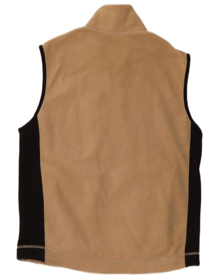 THINK PINK Mens Fleece Gilet UK 38 Medium Beige Colourblock Polyester