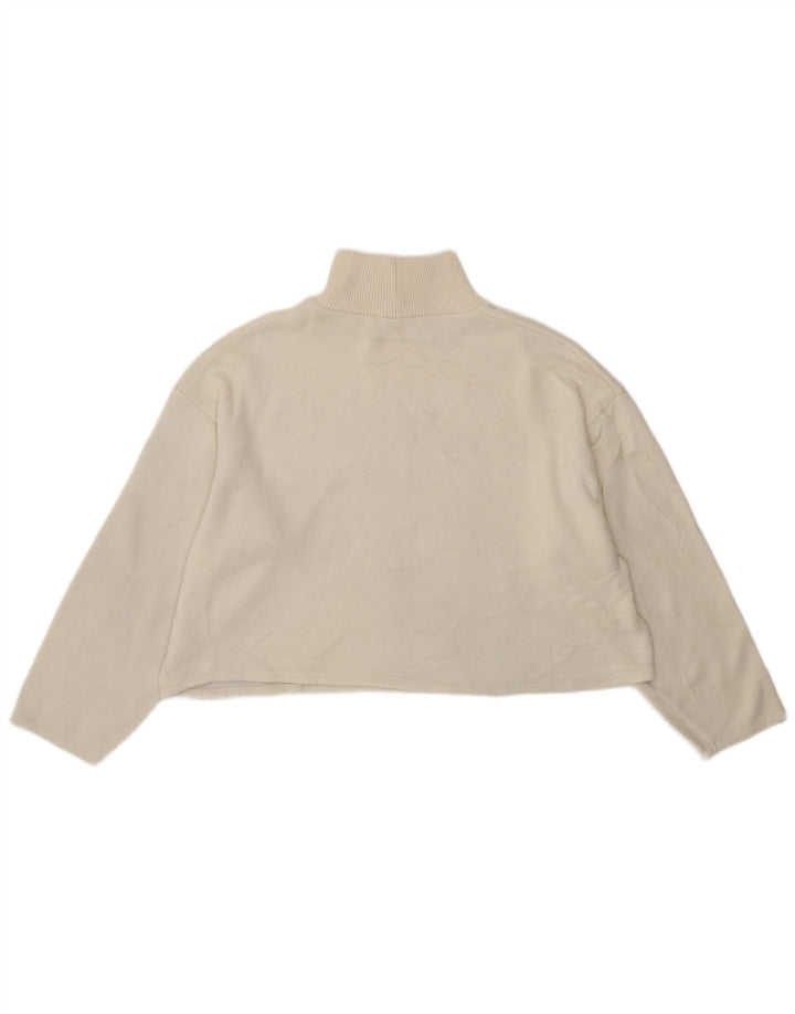 Zara Womens Crop Loose Fit Top Langærmet UK 16 Large White Polyester