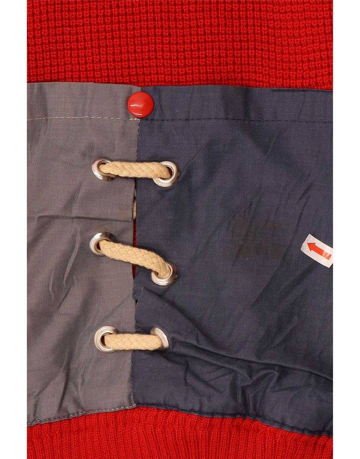 Azzurra Herre Regular Fit Cardigan Sweater Large Red Colourblock