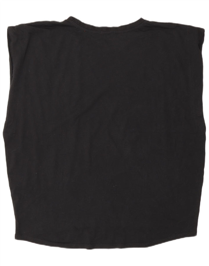 Zara Dame Oversized Vest Top UK 16 Large Black Bomuld