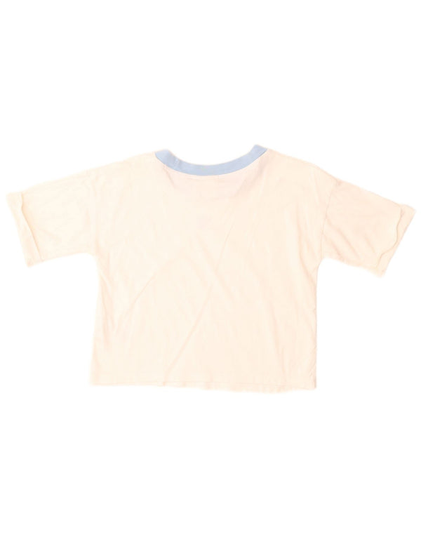 Adidas Womens Crop T-Shirt Top UK 12 Medium White Bomuld