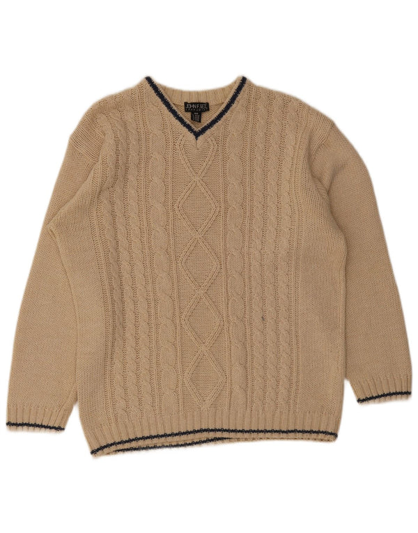 John F Gee Herre V-hals sweater IT 48/50 Medium Beige Polyacrylic