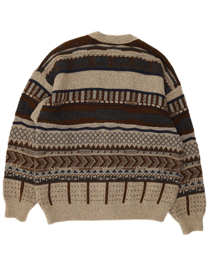 Canada Herre Cardigan Sweater Stor Grå Geometrisk Akryl