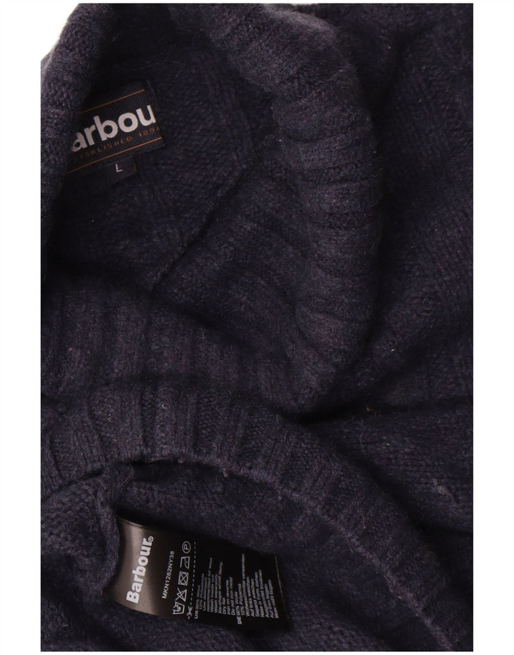 Barbour Herre rullehals sweater stor marineblå uld