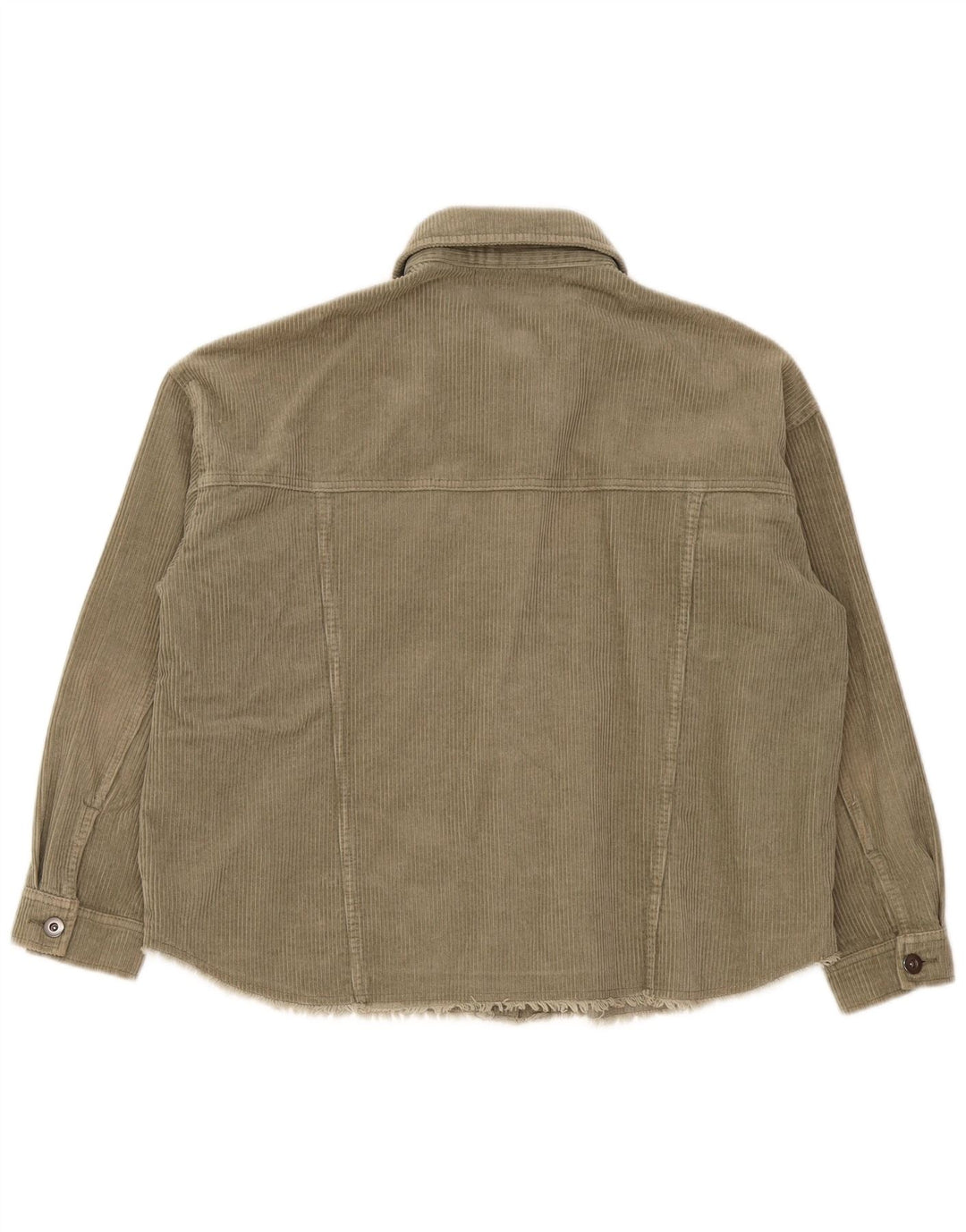 Zara Dame Oversized Corduroy Shirt UK 14 Medium Khaki Bomuld