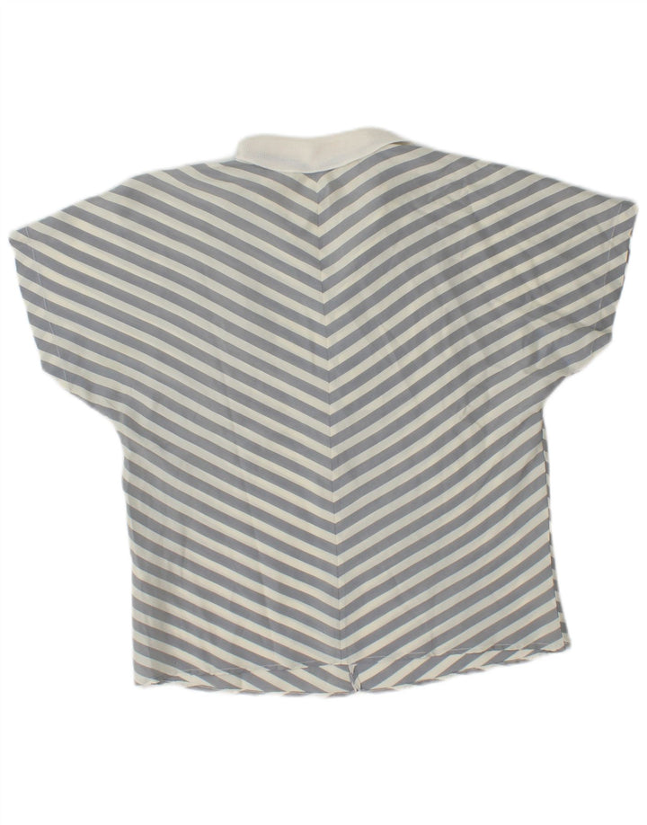 Vintage Dame Kortærmet Pullover Bluse UK 14 Medium Grå Stribet