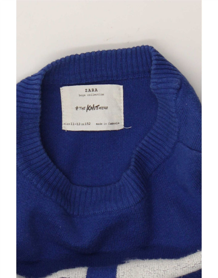 Zara Boys Graphic Crew Neck Jumper Sweater 11-12 Years Blue