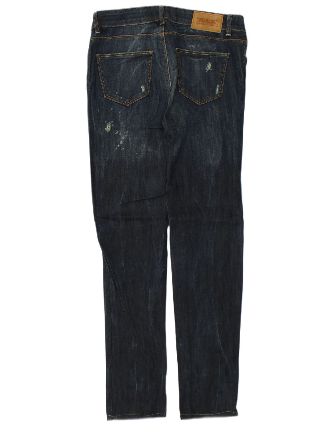 Zara Dame Distressed Slim Jeans EU 40 Medium W30 L31 Marineblå Bomuld